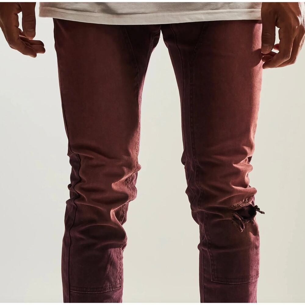 EMBELLISH MENS RIC FLARE DENIM - MAROON - 30  EMBF122-012 - Picture 4 of 6